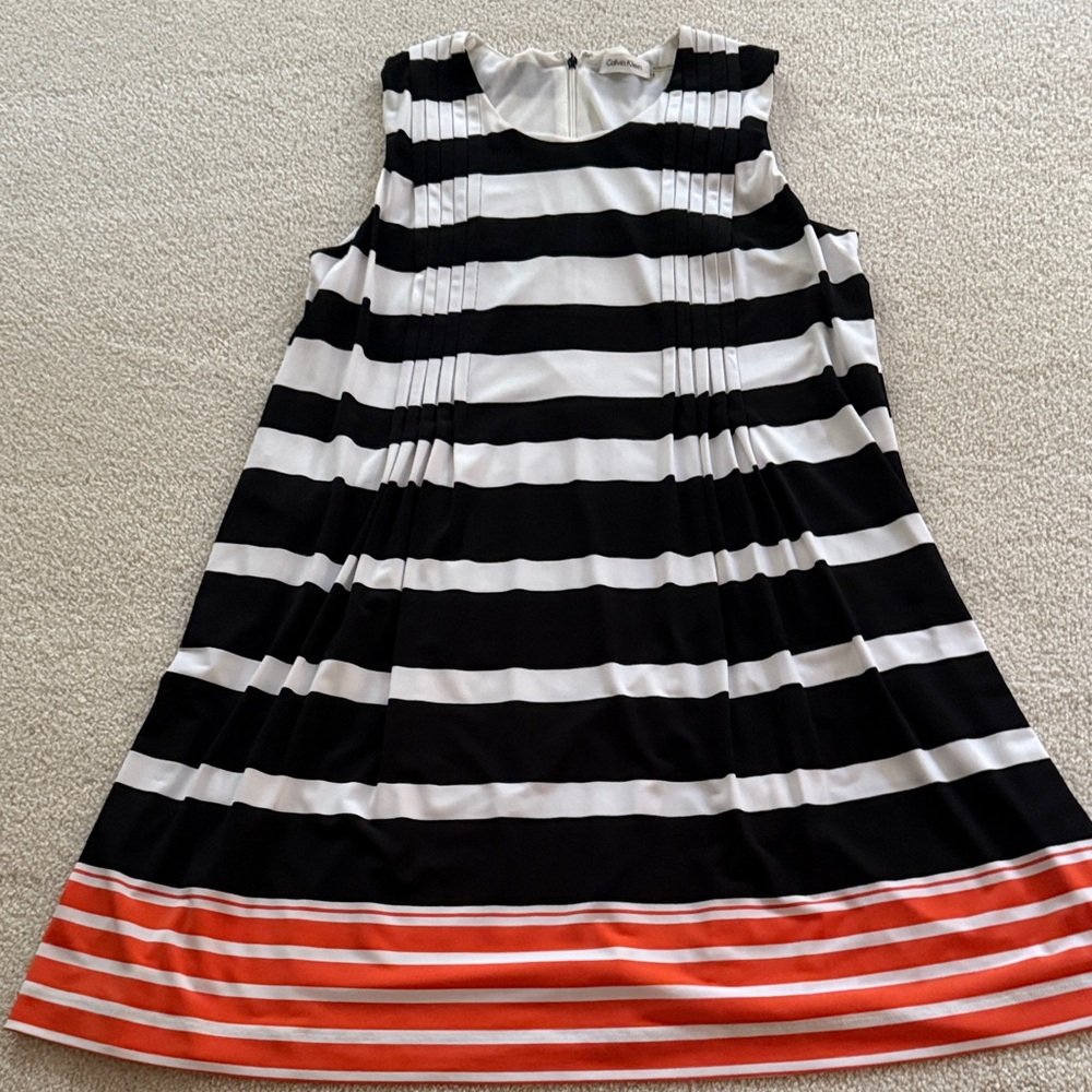Calvin Klein Black and White Striped Dress
